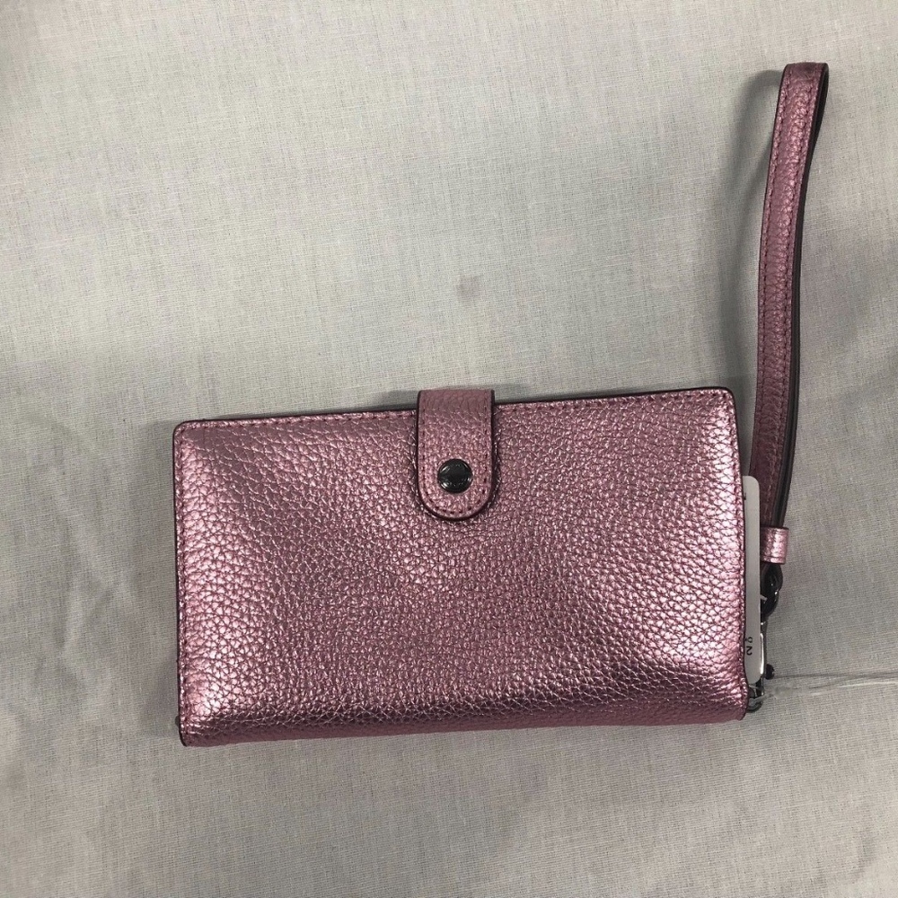 Coach "metallic" Blush Pink Leather phone wristlet
